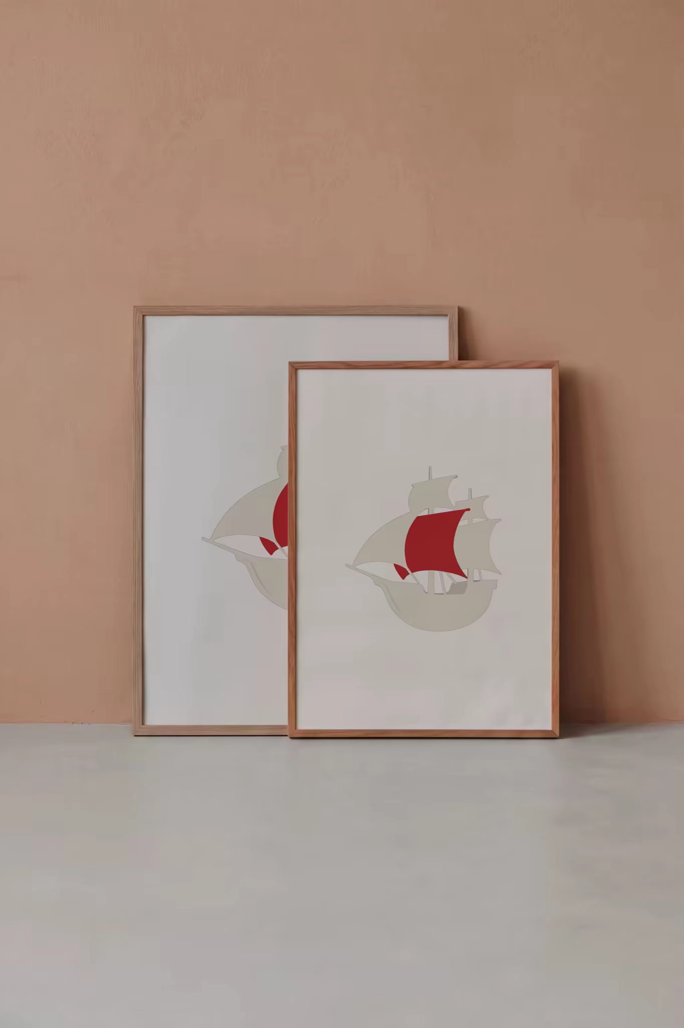 Framed Print Mockup Duo on a Terracotta Wall