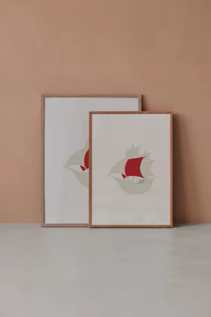 Framed Print Mockup Duo on a Terracotta Wall