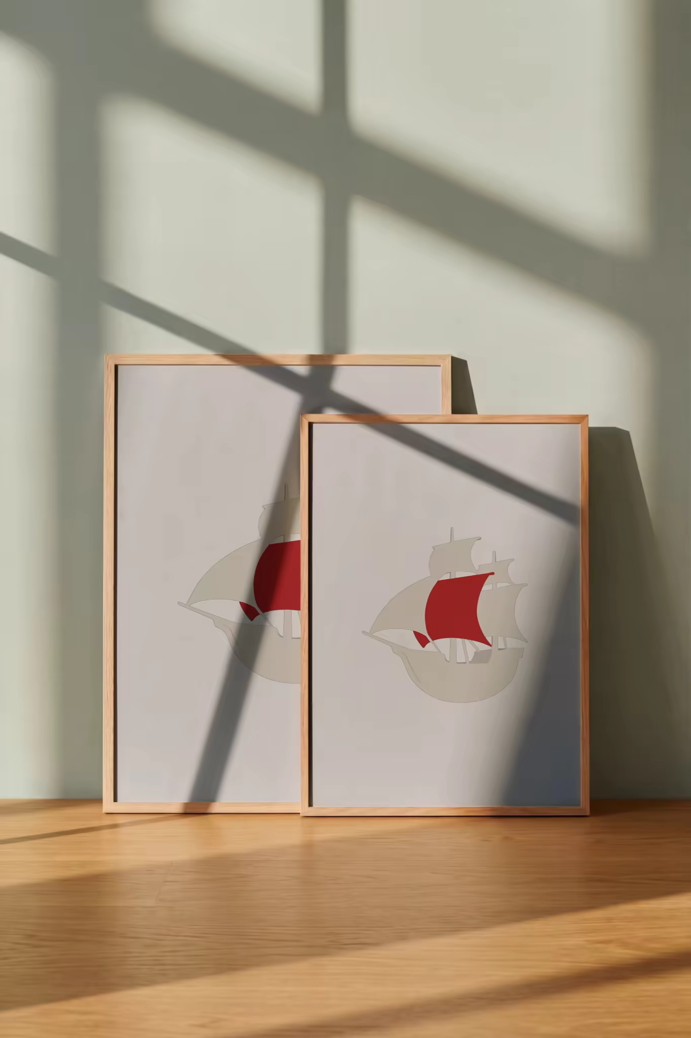 Two Framed Posters Mockup in Bright Window Light