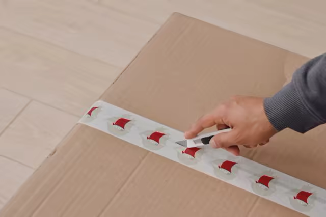 Packing Tape Mockup on a Cardboard Shipping Box