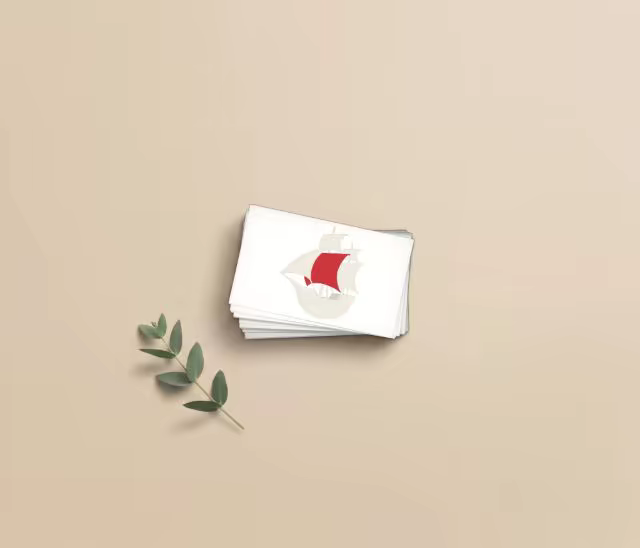Business Card Stack Mockup With Eucalyptus