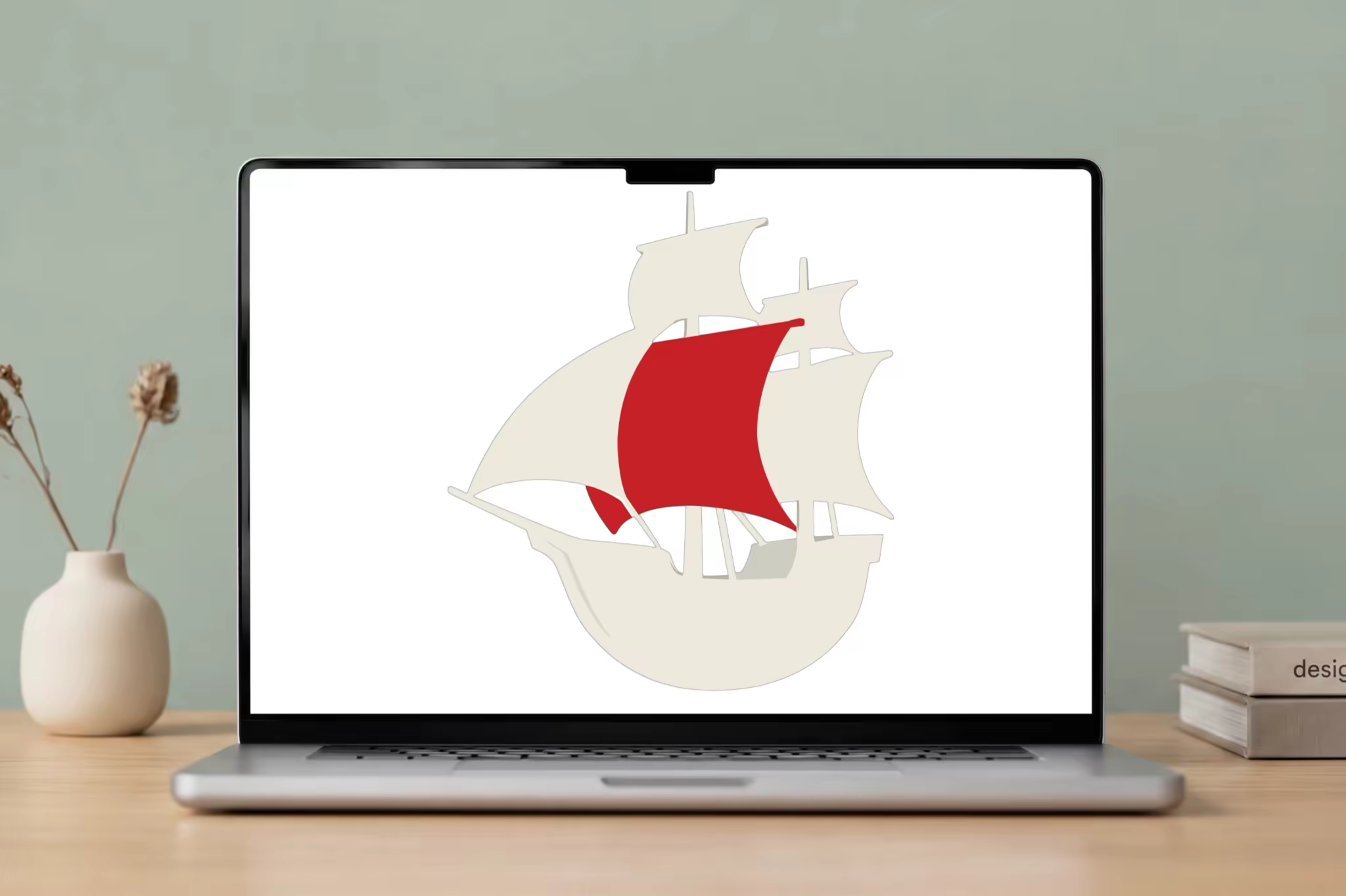 Laptop Screen Mockup on a Warm Wooden Desk