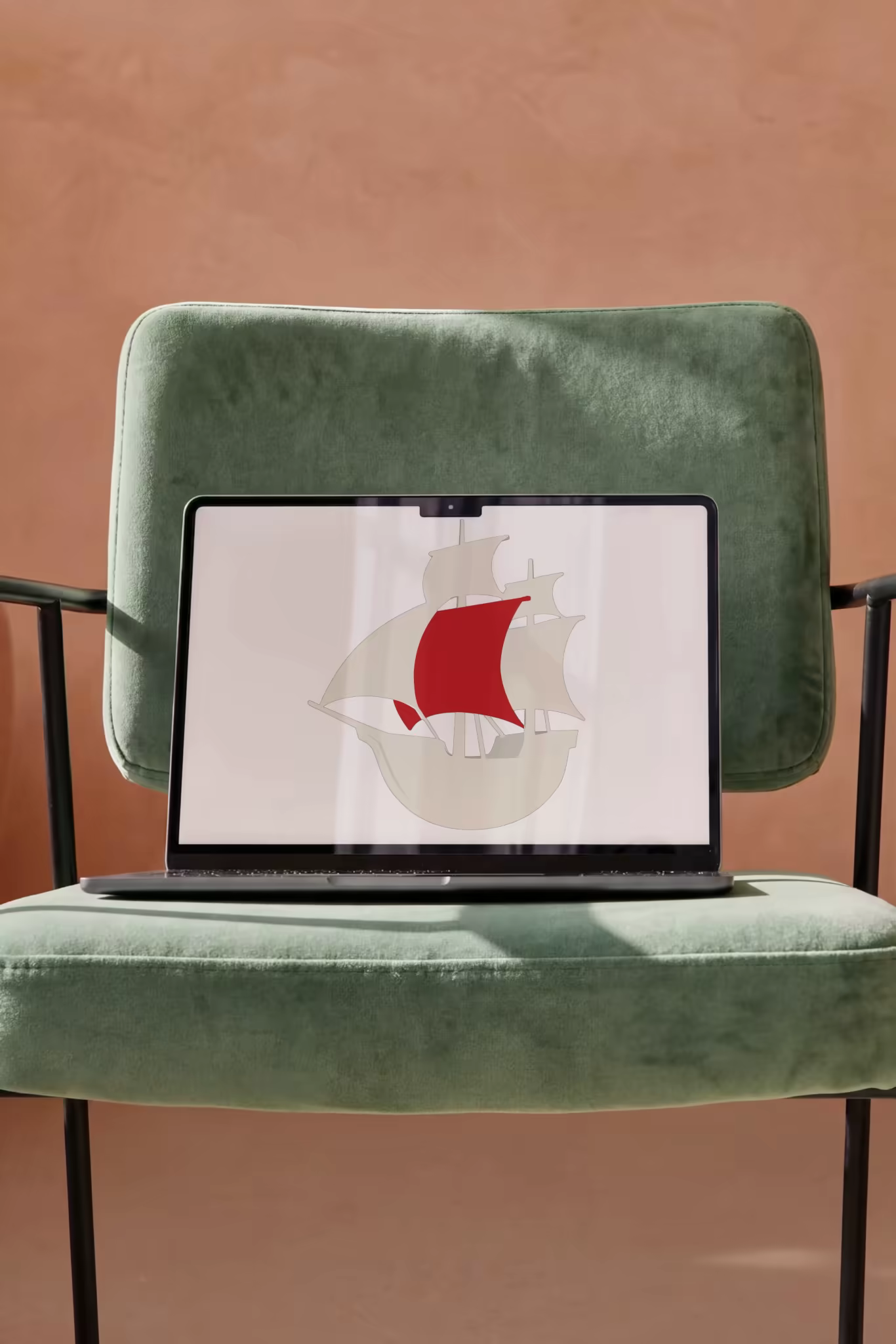 Laptop Mockup on a Green Velvet Chair