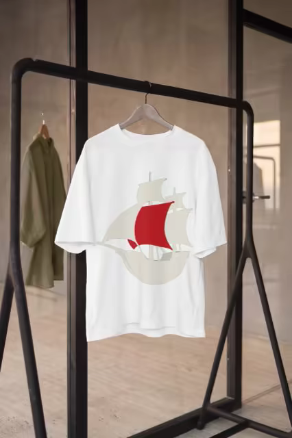 Oversized T-Shirt Mockup on a Black Metal Rack