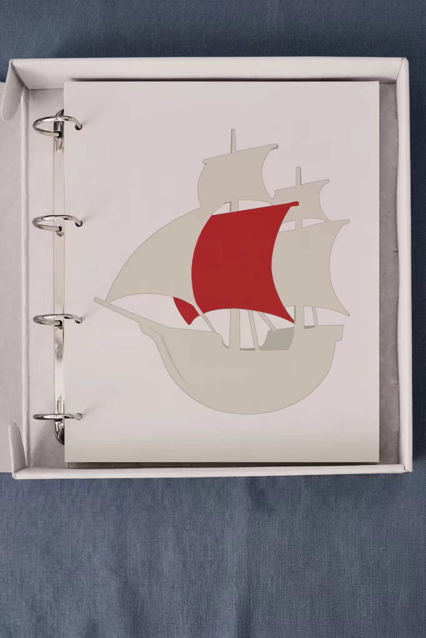 Ring Binder Mockup Boxed on Blue Linen