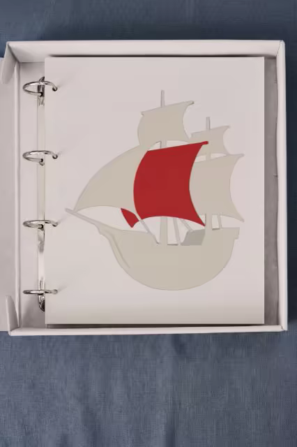 Ring Binder Mockup Boxed on Blue Linen