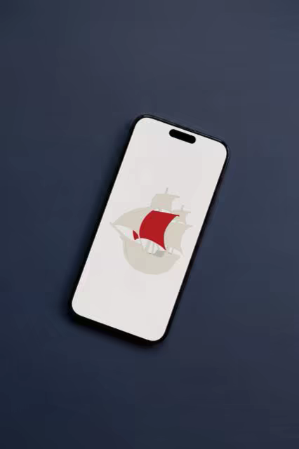Phone Mockup Tilted on a Navy Blue Surface