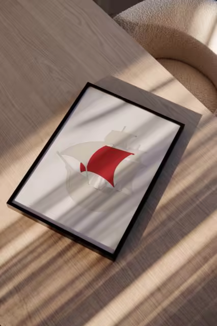 Black Framed Poster Mockup in Striped Sunlight