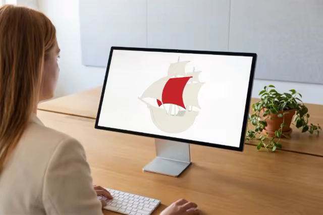 Desktop Monitor Mockup in a Home Office Scene