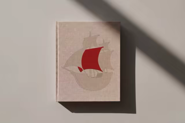 Linen Hardcover Book Mockup in Angled Sunlight