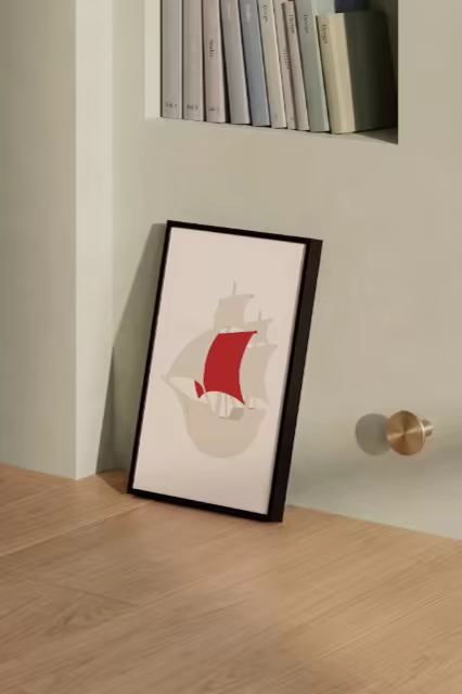 Black Framed Poster Mockup on an Oak Wood Floor