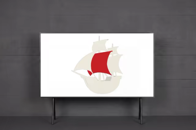 Widescreen Display Mockup Against Gray Wood Panels