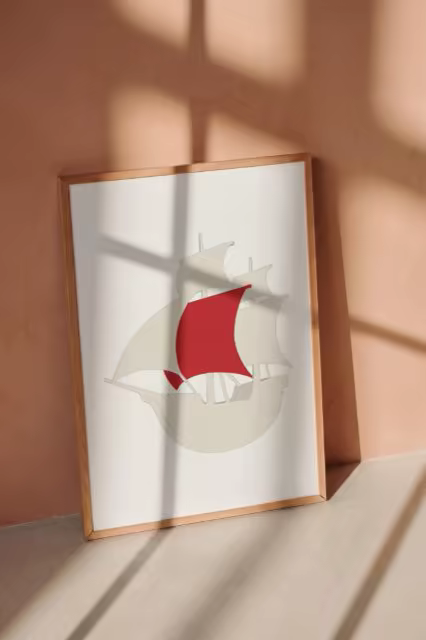 Wood Framed Poster Mockup in Warm Window Light