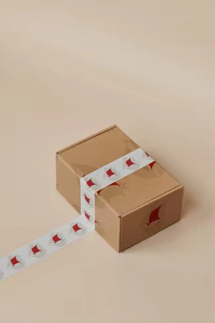 Kraft Box Mockup With White Packing Tape