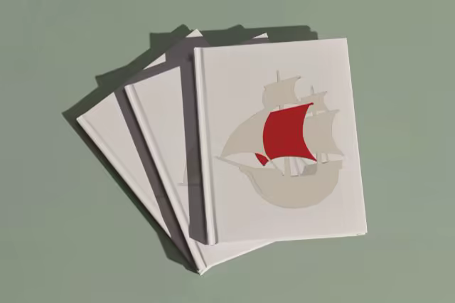 Hardcover Book Mockup Fanned on Sage Green