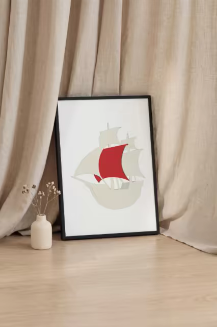 Black Frame Poster Mockup by Linen Curtains