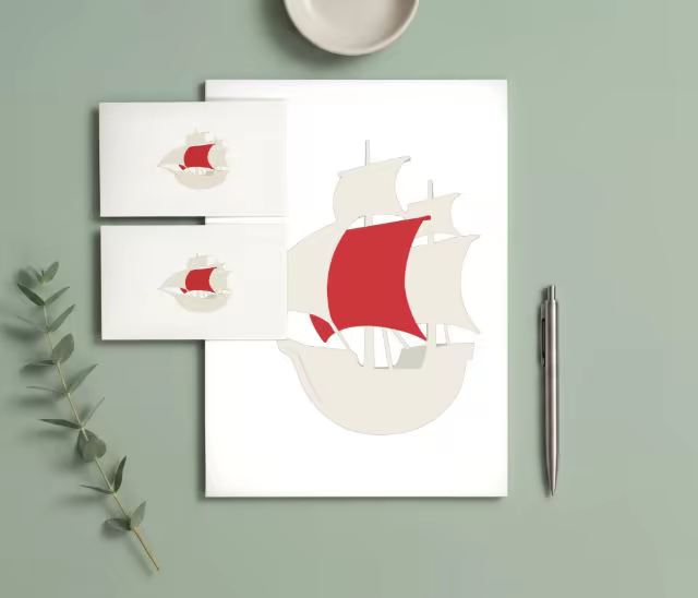 Letterhead and Card Mockup on a Sage Green Desk