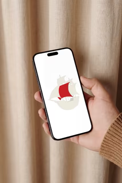 Smartphone Mockup in Hand by a Linen Curtain