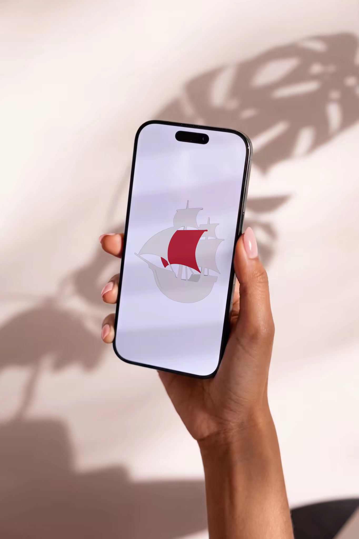 Smartphone Mockup With Monstera Leaf Shadows