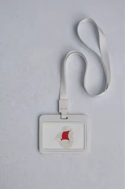 Badge Holder Mockup With a Looped White Lanyard