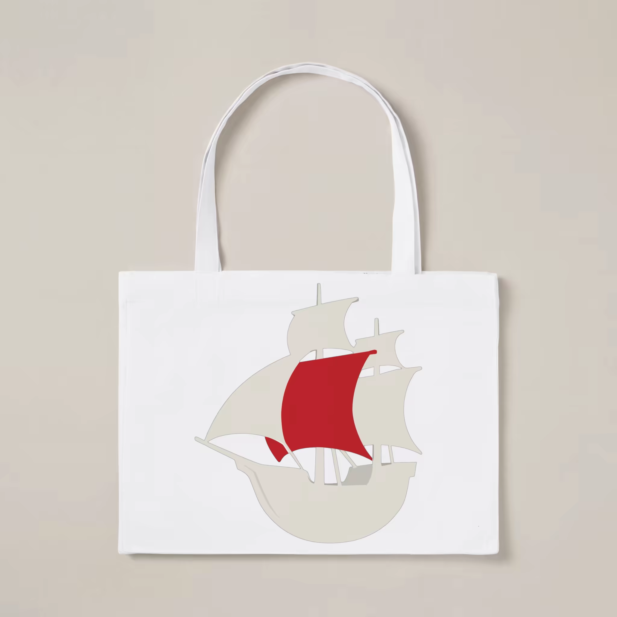 White Shopper Bag Mockup on a Greige Backdrop