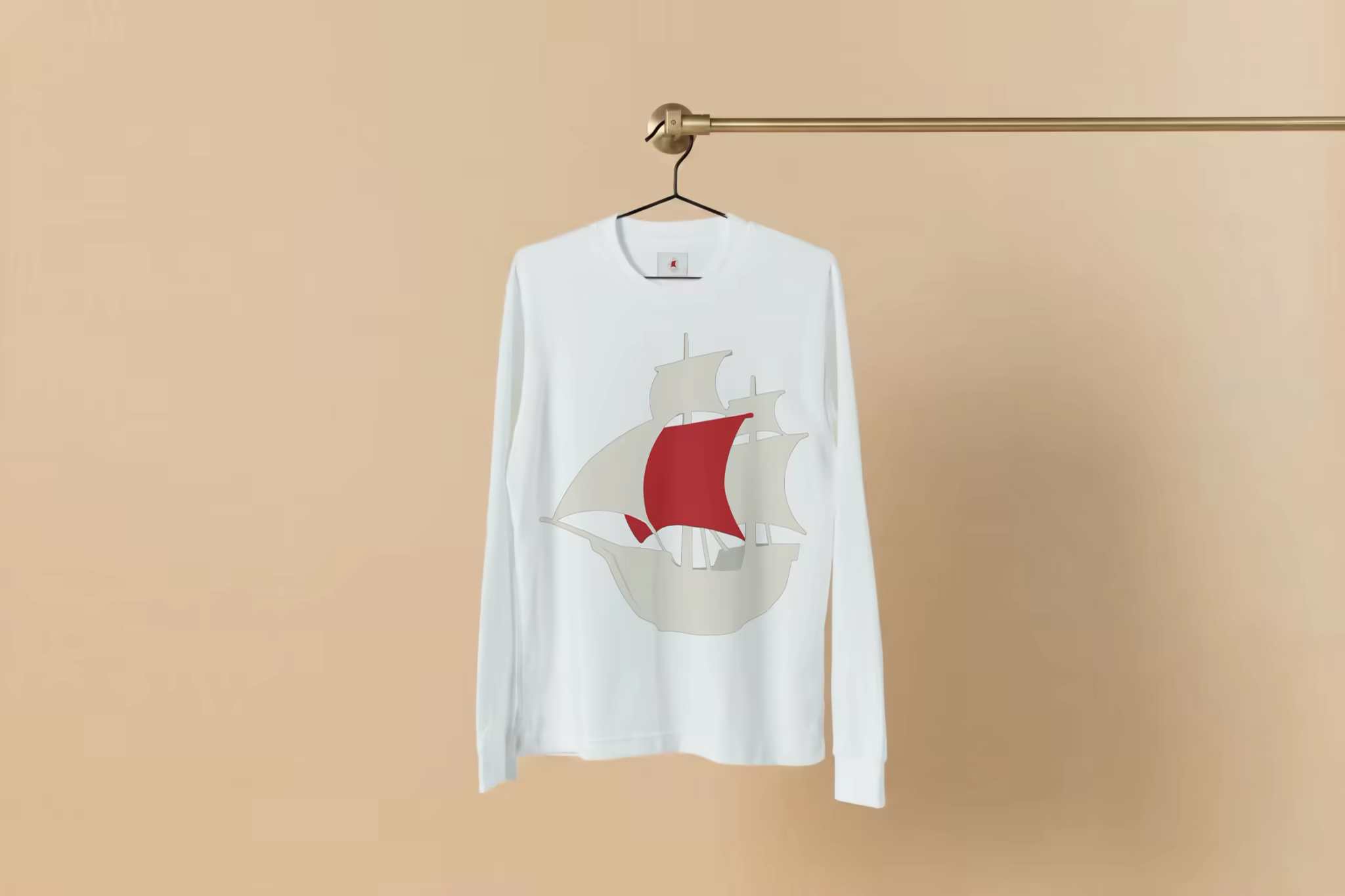 Long Sleeve Shirt Mockup on a Brass Clothes Rail