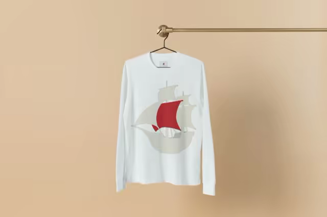 Long Sleeve Shirt Mockup on a Brass Clothes Rail