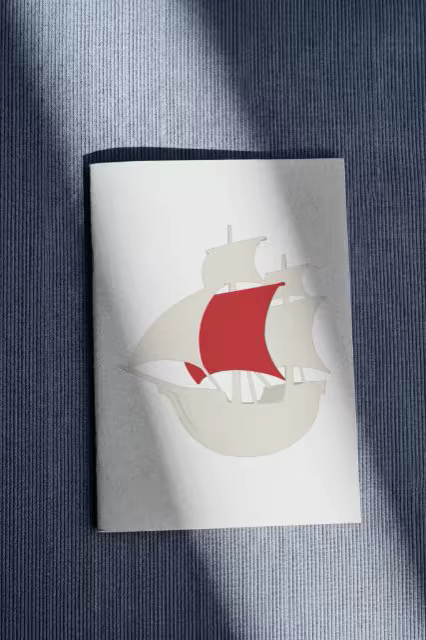 Saddle Stitched Booklet Mockup on Blue Corduroy