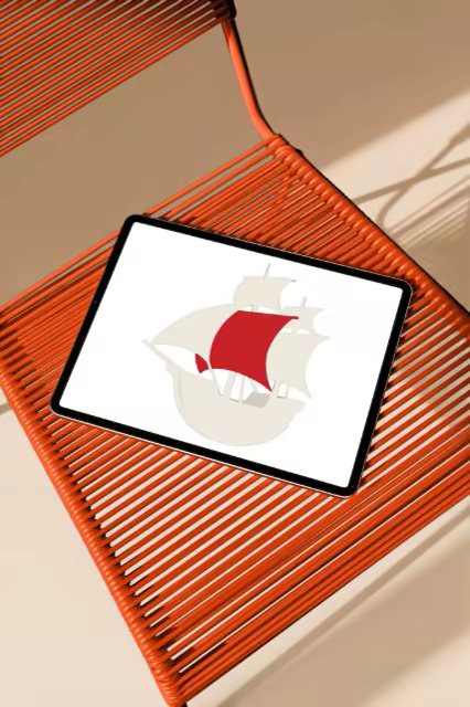 Tablet Mockup on an Orange Cord Chair