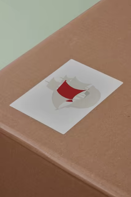 Shipping Box Mockup With a White Corner Label