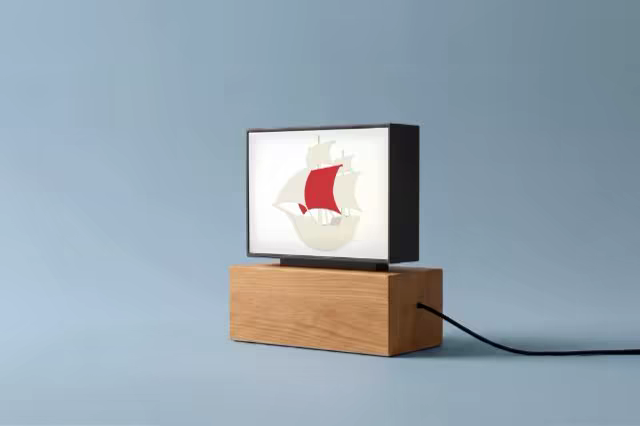 Backlit Lightbox Mockup on a Dusty Blue Backdrop
