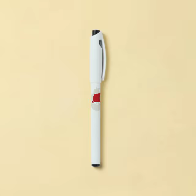 White Gel Pen Mockup on a Pale Yellow Backdrop