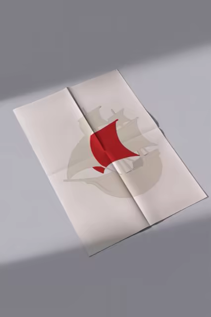 Folded Poster Mockup on a Gray Table in Daylight