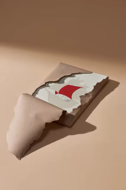 Poster Mockup Under Torn Kraft Paper Wrapping