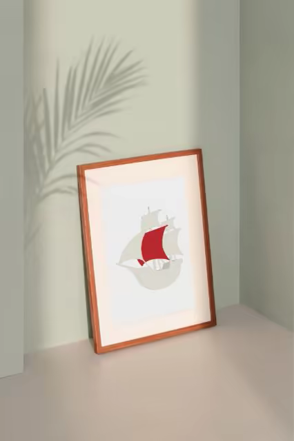 Framed Poster Mockup With Palm Leaf Shadows