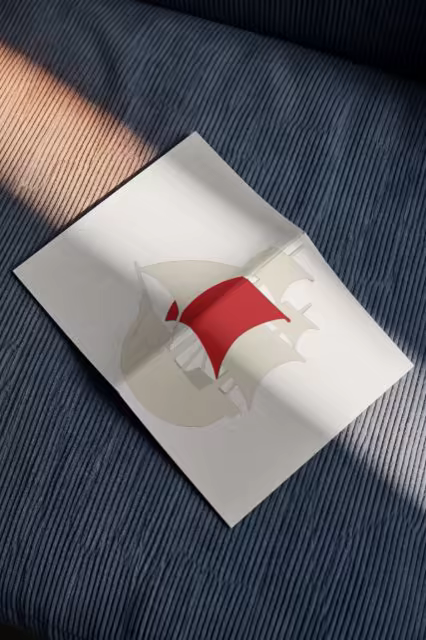 Greeting Card Mockup on Navy Corduroy