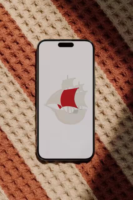 Phone Mockup on a Striped Waffle Knit Blanket