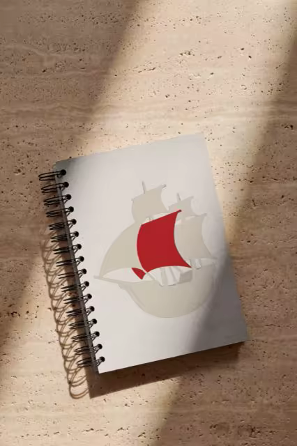 Spiral Notebook Mockup on Sunlit Travertine