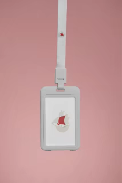 ID Badge Lanyard Mockup on a Dusty Rose Wall