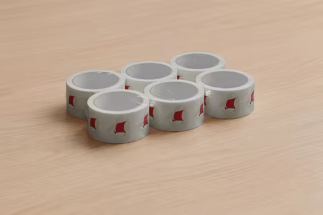 Packing Tape Roll Mockup Set on Light Wood