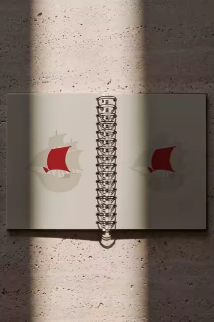Open Wire Bound Book Mockup on Travertine
