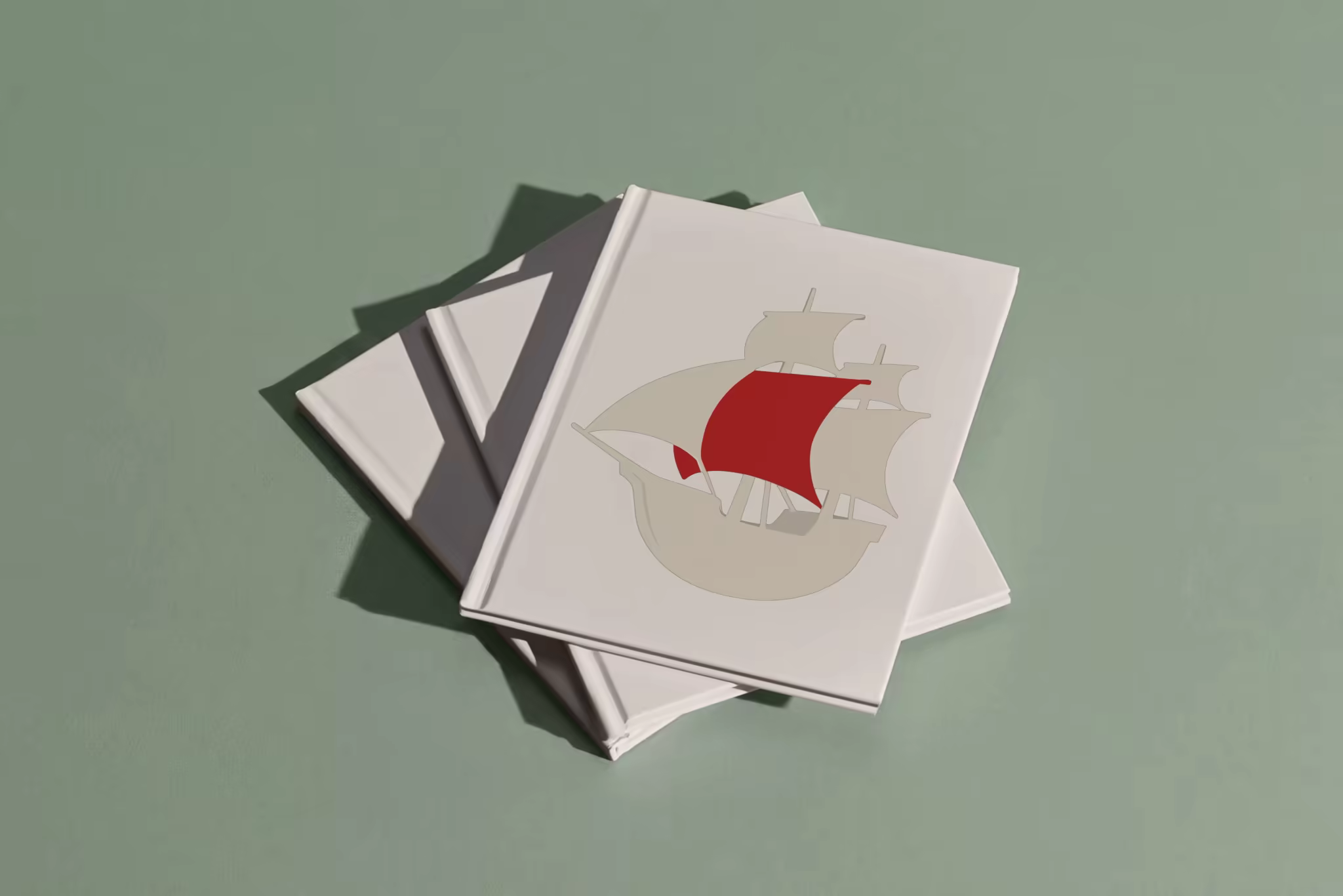 Hardcover Book Mockup Stack on Sage Green