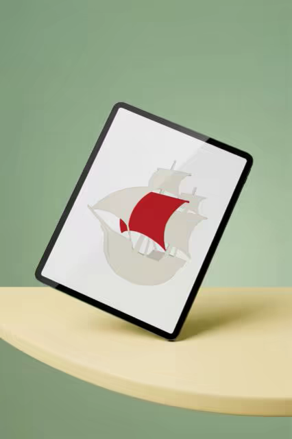 Tablet Mockup Balanced on a Pale Yellow Table