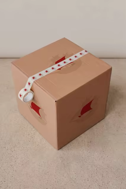 Kraft Shipping Box Mockup With Tape Roll