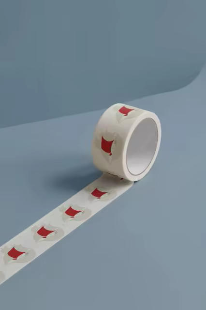 Packing Tape Mockup Unrolled on Dusty Blue