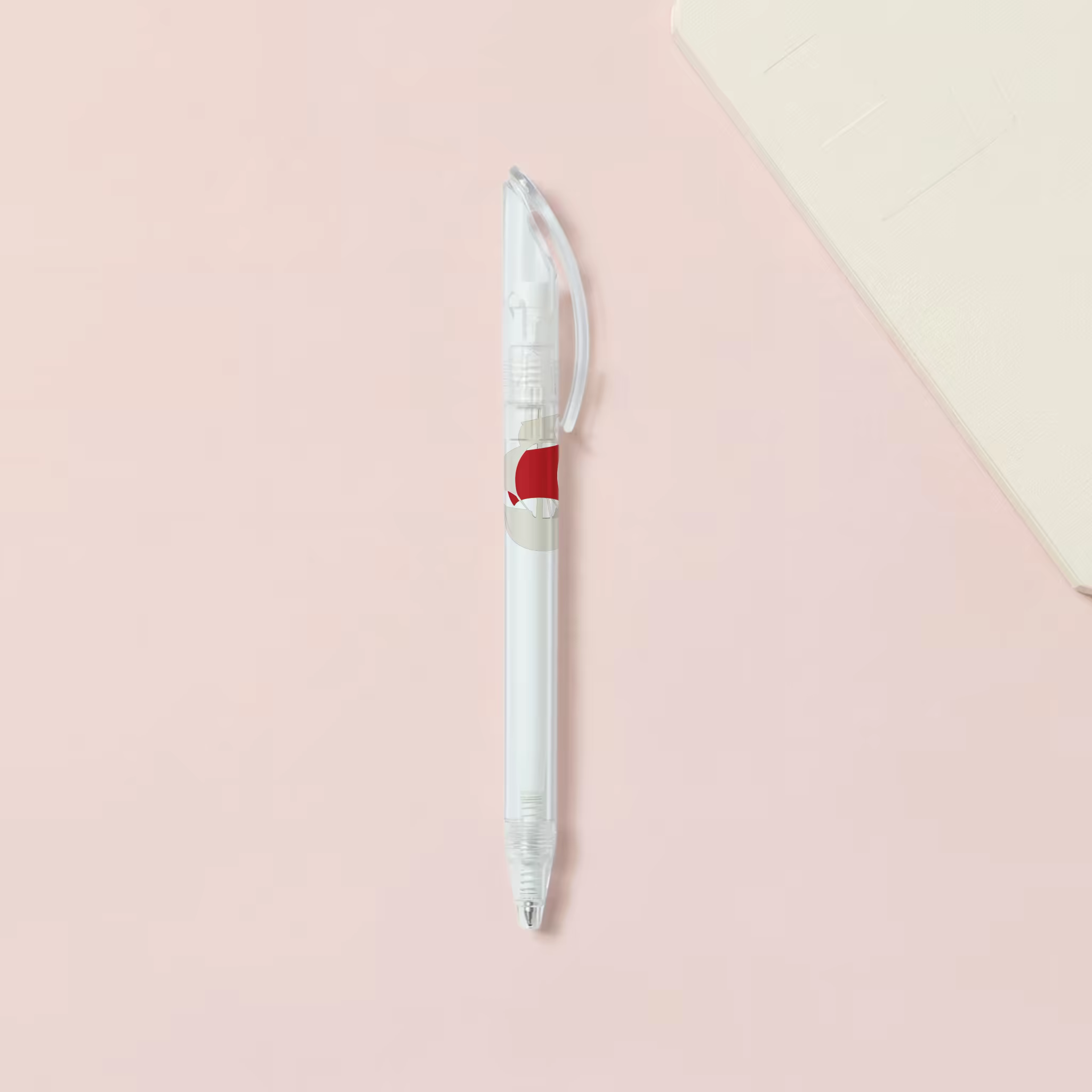 Frosted Plastic Pen Mockup on Pink and Cream