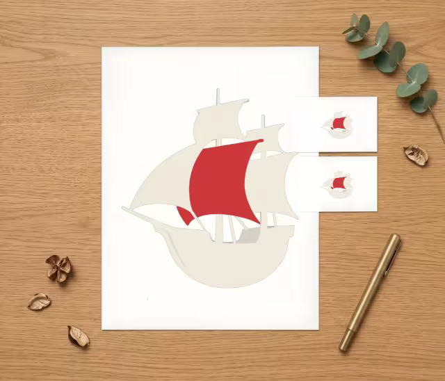 Letterhead and Card Mockup on an Oak Desk