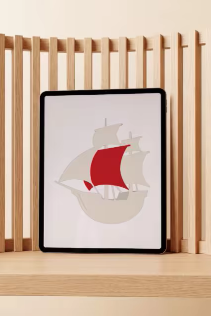 Tablet Mockup Against a Wooden Slat Screen