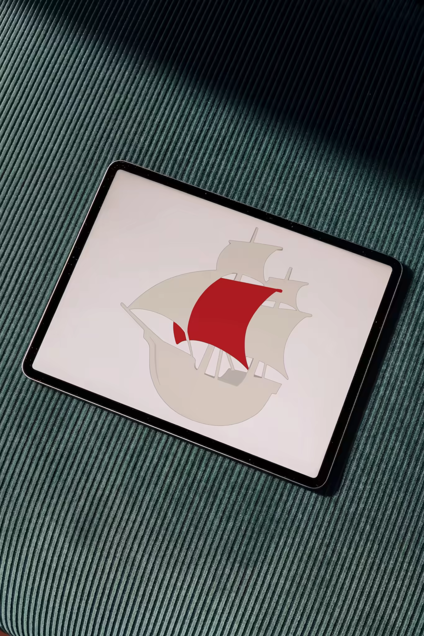 Tablet Mockup on Teal Corduroy Fabric