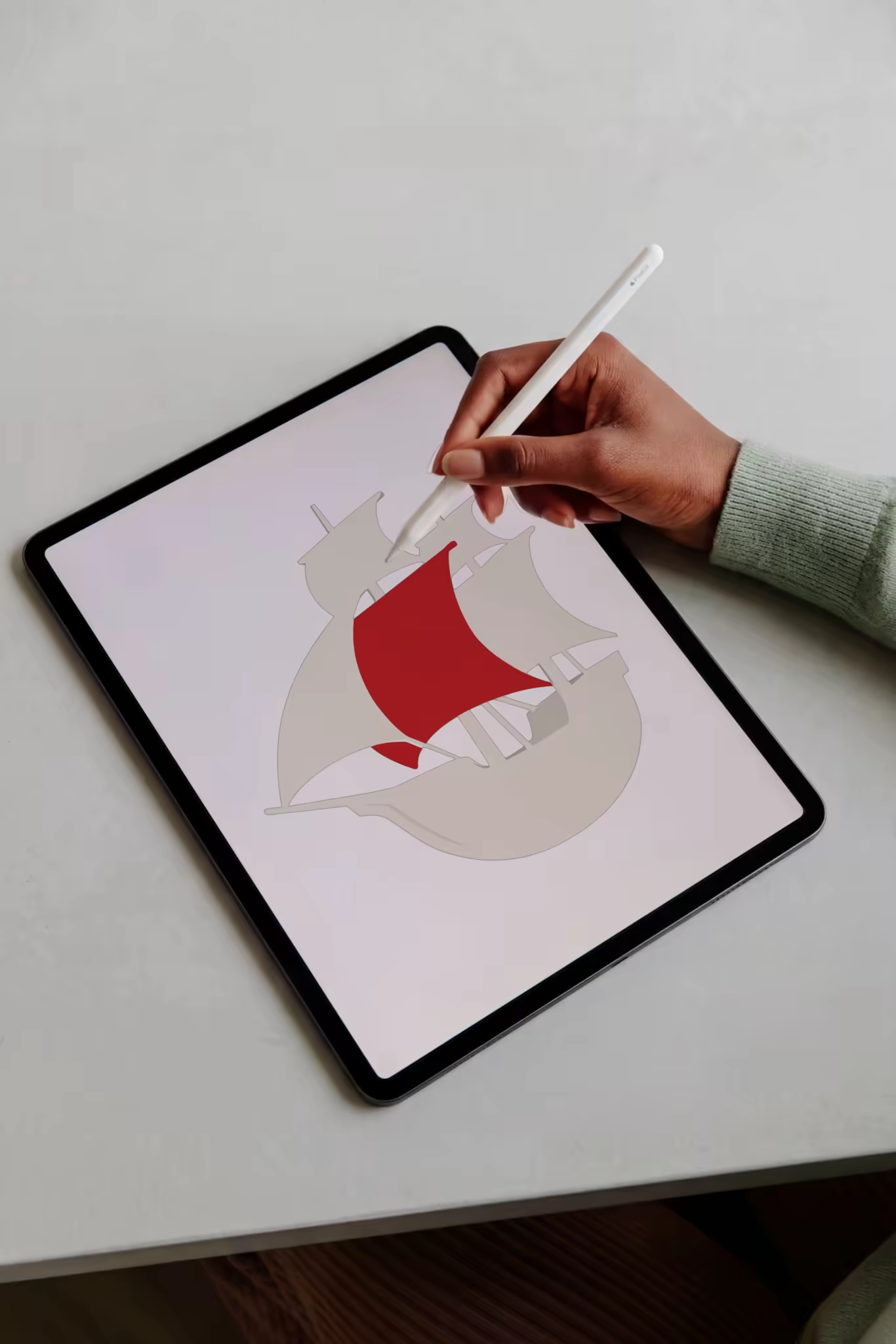 Tablet and Stylus Mockup on a White Desk